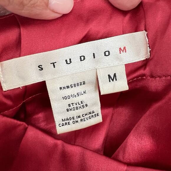 Studio M Women's Maternity Shift Dress Size M 100% Silk Maroon Lined Relaxed - Picture 5 of 10